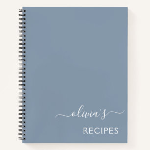 Dusty Blue Minimalistisch Modern Monogram Elegant Notizbuch