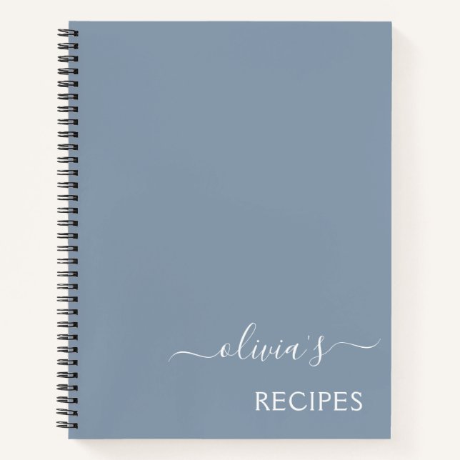 Dusty Blue Minimalistisch Modern Monogram Elegant Notizbuch (Vorderseite)