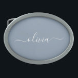 Dusty Blue Minimalistisch Modern Monogram Elegant Ovale Gürtelschnalle<br><div class="desc">Einführen in unsere Dusty Blue Minimalistisch Modern Monogram Elegant Collection: Erhöhen Sie Ihren Stil mit schlichter Eleganz und zeitlosem Charme. Unsere Kollektion präsentiert minimalistische Designs in einer beruhigenden, staubblauen Farbe, die durch elegante Monogramme nach Ihrem Geschmack ergänzt wird. Von der edlen Schreibwaren bis hin zum vielseitigen Zubehör - jedes Stück...</div>