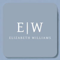 Dusty Blue Minimalistisch Modern Monogram Elegant