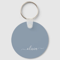 Dusty Blue Minimalistisch Modern Monogram Elegant