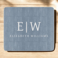 Dusty Blue Minimalistisch Modern Monogram Elegant