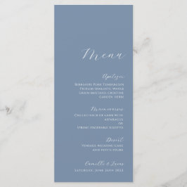 Dusty Blue Minimalistisch Modern Wedding Menu Menükarte