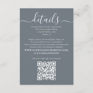 Dusty Blue Minimalistisch QR Code Kalligrafie Deta Begleitkarte
