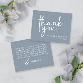 Dusty Blue Minimalistisch Script Brautparty Flat Dankeskarte