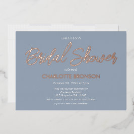 Dusty Blue Minimalistisch Script Brautparty Folieneinladung