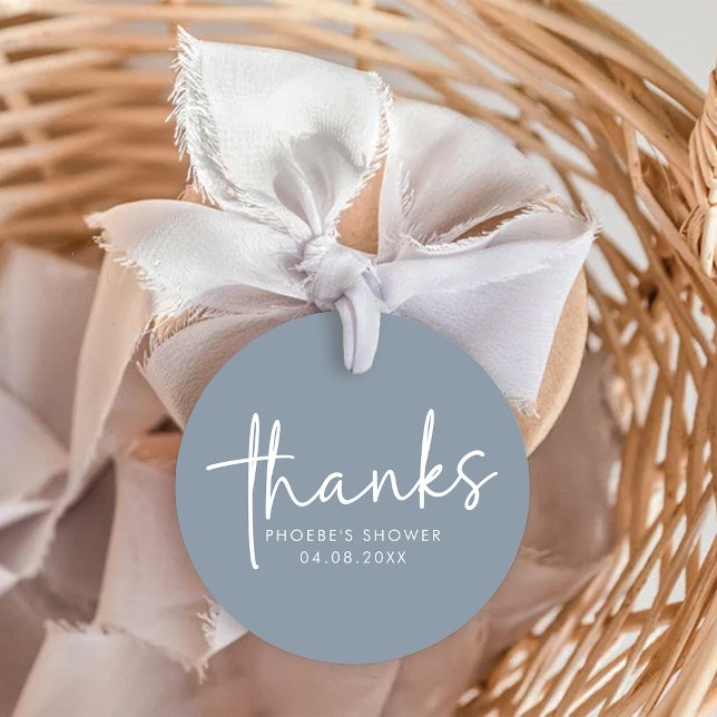 Dusty Blue Minimalistisch Script Brautparty Geschenkanhänger (Von Creator hochgeladen)