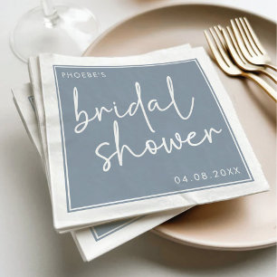 Dusty Blue Minimalistisch Script Brautparty Serviette