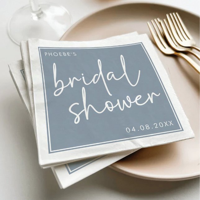 Dusty Blue Minimalistisch Script Brautparty Serviette (Von Creator hochgeladen)