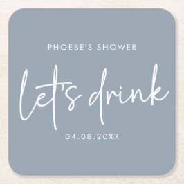 Dusty Blue Minimalistisch Script Brautparty Unters Rechteckiger Pappuntersetzer