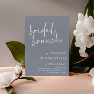 Dusty Blue Minimalistisch Script Bridal Brunch Einladung