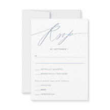 Dusty Blue Minimalistisch Script Response Card