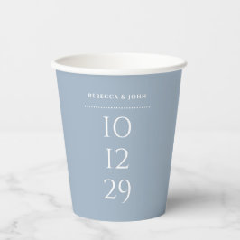Dusty Blue Minimalistisch Special Date Wedding Pappbecher