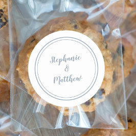 Dusty Blue Minimalistisch Wedding Bride Groom Gevo Runder Aufkleber