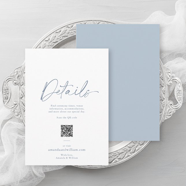 Dusty Blue Minimalistisch Wedding Details Card Einladung (Von Creator hochgeladen)