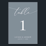 Dusty Blue Minimalistisch Wedding | Event Custom Tischnummer<br><div class="desc">(**BITTE BEACHTEN SIE: Um zu bestellen, passen Sie einfach Ihre Tischnummer (und Name/Datum) an und fügen Sie jede Nummer einzeln in Ihren Warenkorb ein. Dann Karo raus, sobald du fertig bist.) Schön, elegant, modern und minimalistisch, Tischnummer-Karte. Vollständig anpassbar mit Ihren Namen (oder Ereignisname) und Datum.</div>
