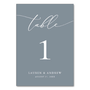Dusty Blue Minimalistisch Wedding Event Custom Tischnummer