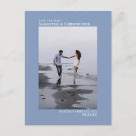 Dusty Blue Minimalistisch Wedding Foto Save the Da Ankündigungspostkarte
