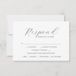 Dusty Blue mit RSVP-Karten für die Hauptmahlzeit RSVP Karte