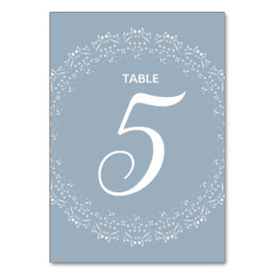 Dusty Blue mit weißer Mandala Table Card Tischnummer