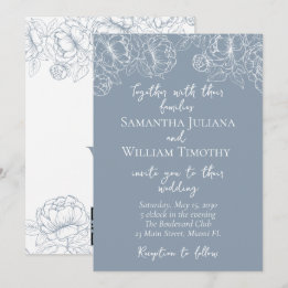 Dusty Blue Modern Boho Classic Minimalistisch Wedd Einladung