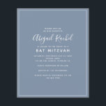 Dusty Blue Modern Budget Bat Mitzvah Einladung<br><div class="desc">Eine einfache moderne Bat Mitzvah Einladung **BITTE LESEN VOR DEM KAUF** Unser Petite Sortiment an Budget Schreibwaren misst 4, 5" x 5, 6" und passt in einen A6-Umschlag, der in allen möglichen Farben in Ihrem lokalen Schreibwarenladen erhältlich ist oder Sie können Weißes zu Ihrer Bestellung hinzufügen, bevor Sie auschecken. Der...</div>