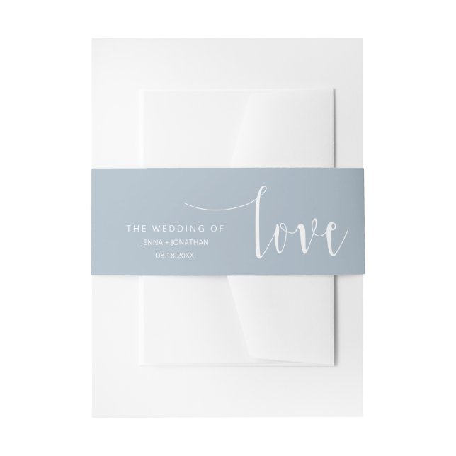 Dusty Blue Modern Calligraphy Script Wedding Einladungsbanderole (Vorderseite Beispiel)