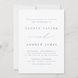 Dusty Blue Modern Classic Wedding Einladung