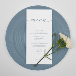 Dusty Blue Modern élégant Mariage Accueil Menu