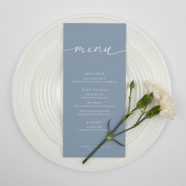 Dusty Blue Modern élégant Mariage Accueil Menu