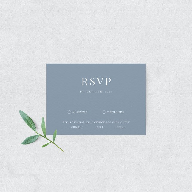 Dusty Blue Modern élégant mariage carte RSVP (Créateur téléchargé)