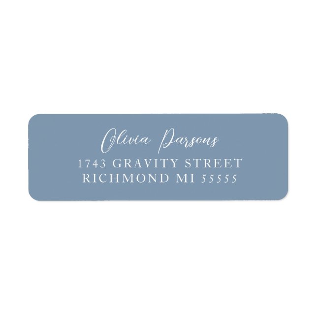 Dusty Blue Modern elegant Scripting Label (Vorne)