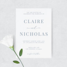 Dusty Blue Modern Elegante Hochzeit Einladung