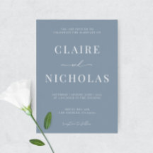 Dusty Blue Modern Elegante Hochzeit Einladung