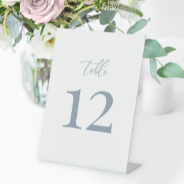 Dusty Blue Modern Elegante Hochzeit-Tischnummer Sockelschild