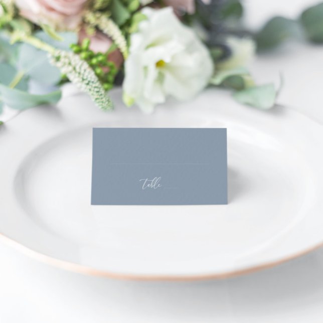 Dusty Blue Modern Elegante Hochzeitslehre Platzkar Platzkarte (Von Creator hochgeladen)