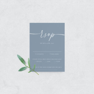 Dusty Blue Modern Elegante Wedding RSVP Card