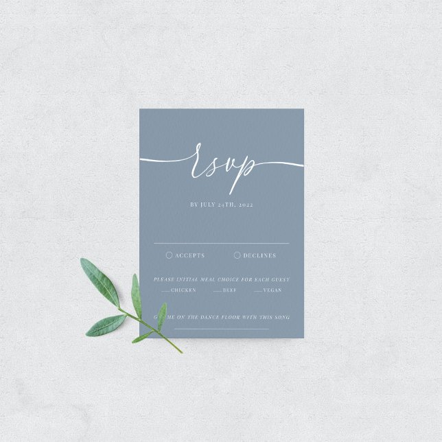 Dusty Blue Modern Elegante Wedding RSVP Card Karte (Von Creator hochgeladen)