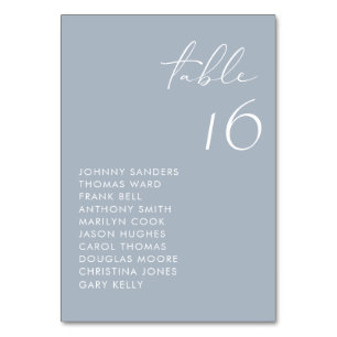 Dusty Blue Modern handgeschriebene SkriptWedding Tischnummer