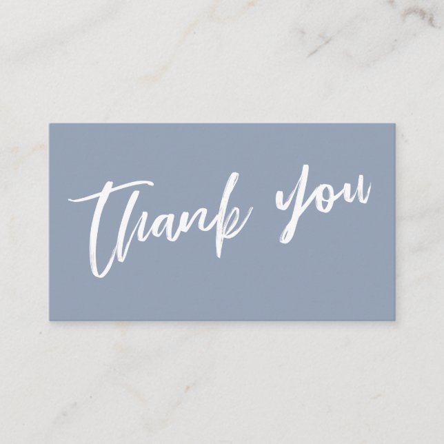 Dusty Blue Modern Handwriting Wedding Vielen Dank Begleitkarte (Vorderseite)