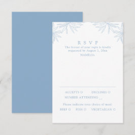 Dusty Blue Modern Minimal Botanische Mahlzeit RSVP Karte