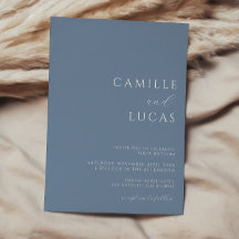 Dusty Blue Modern Minimal Wedding Einladung