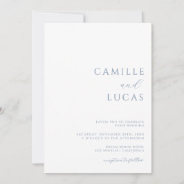 Dusty Blue Modern Minimal Wedding Einladung
