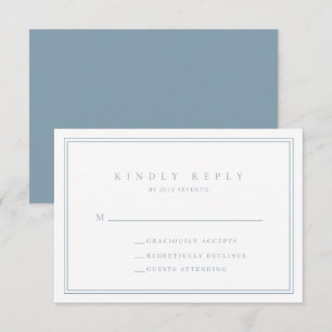 Dusty Blue Modern Minimalistisch Wedding RSVP Card Karte