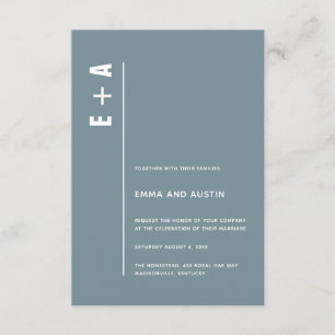 Dusty Blue Modern Minimalistische Bold Initials We Einladung