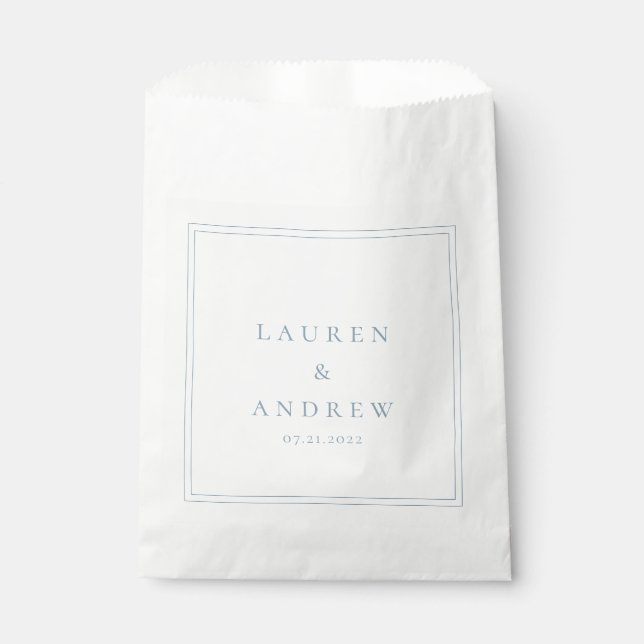 Dusty Blue Modern Minimalistische Gastgeschenk Hoc Geschenktütchen (Vorderseite)