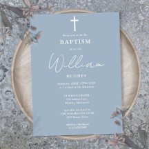Dusty Blue Modern Minimalistische Taufe Christenin