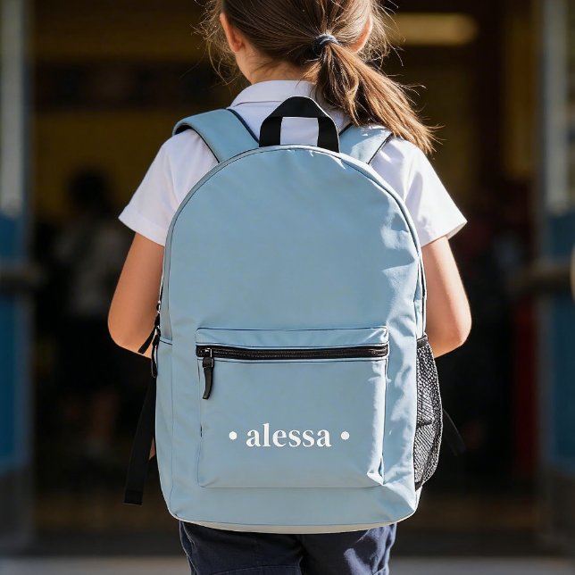 Dusty Blue Modern Personalized Kids Backpack Bedruckter Rucksack (Von Creator hochgeladen)