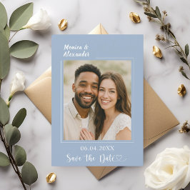 Dusty blue modern photo wedding Save the Date