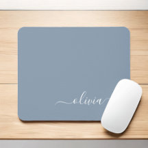 Dusty Blue Modern Script Elegante Monogram Name